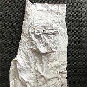 White Mens Cargo Grunge Shorts Size 36 Waist